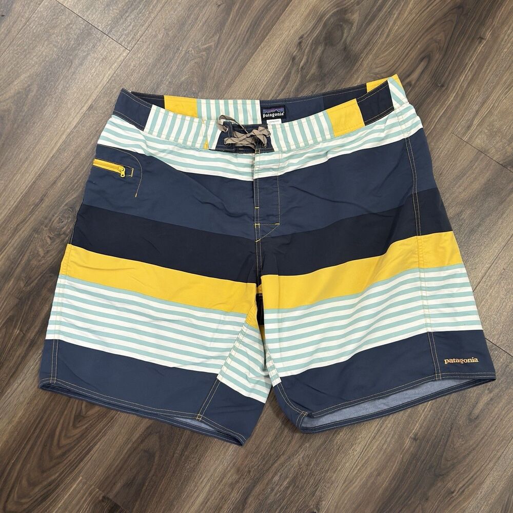Patagonia Mens Wavefarer Board Shorts Sz 40 Stripes Swim Trunks Surf Vacation